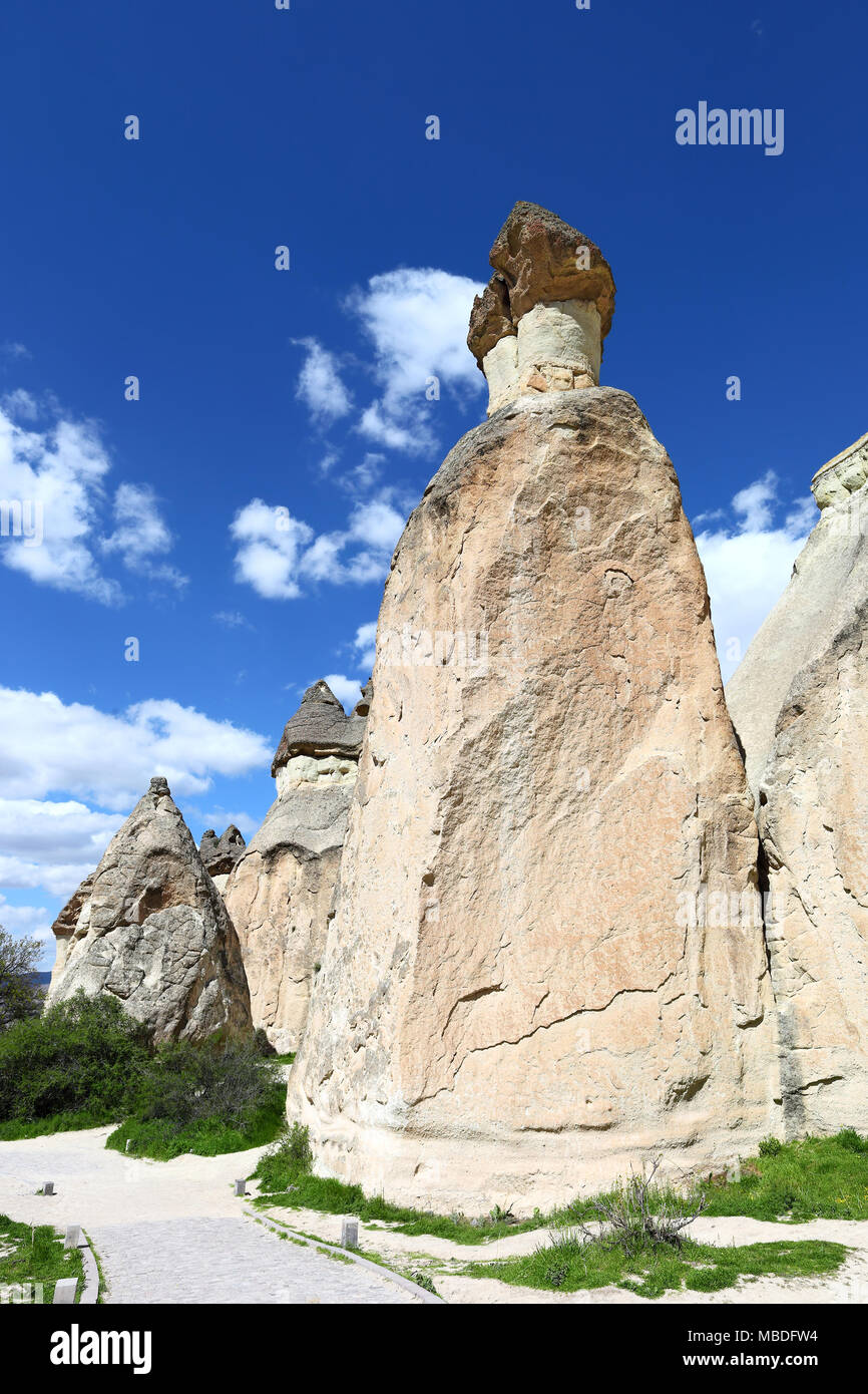Cappadocia, natural volcanic rock formations in monks valley, Turkey Stock Photo