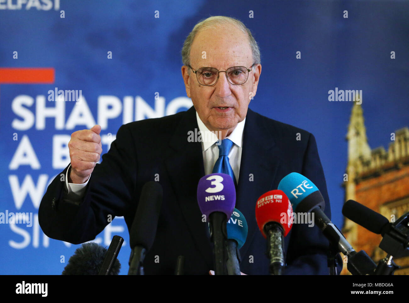 Senator George Mitchell during an event to mark the 20th anniversary of ...
