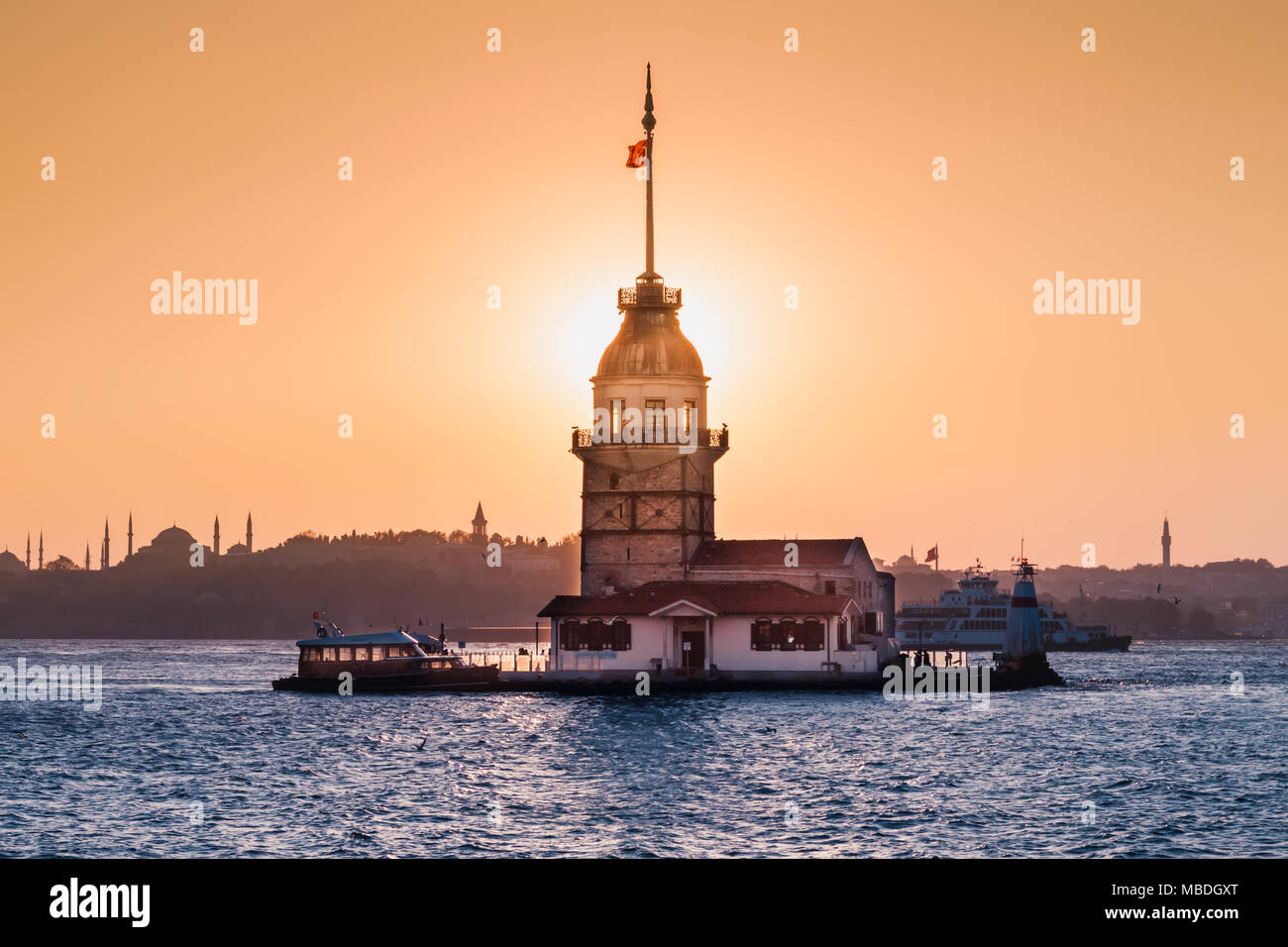 Maiden Tower or Kiz Kulesi Istanbul, Turkey Stock Photo
