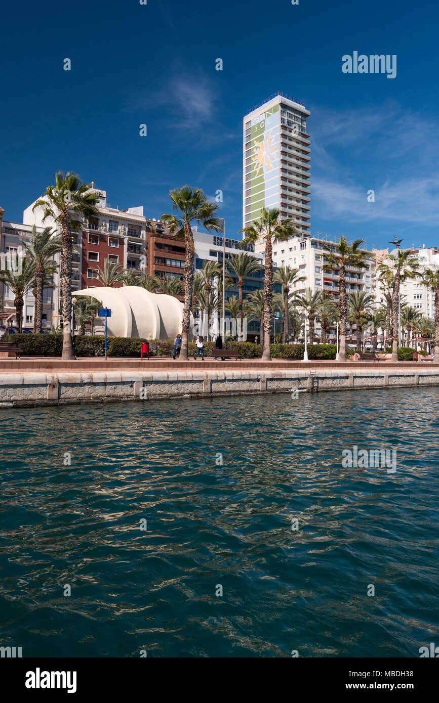 Skyline of the city of Alicante from its port, Alicante, Spain Europe Stock Photo