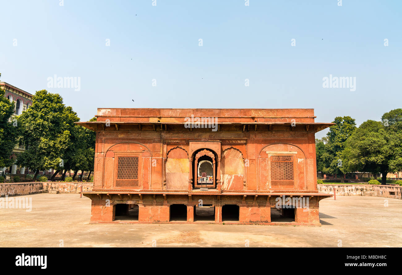 The Zafar Mahal pavilion in Hayat Bakhsh Bagh Garden in the Red Fort of Delhi, India Stock Photo