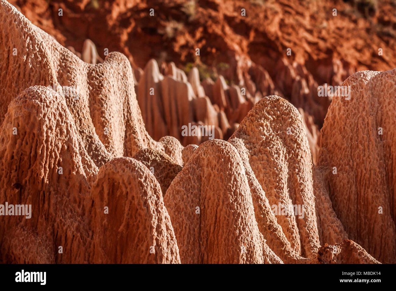 The  Red tsingy of Antsiranana (Diego Suarez), Madagascar. Natural karsts made of sandstone, marl and limestone Stock Photo