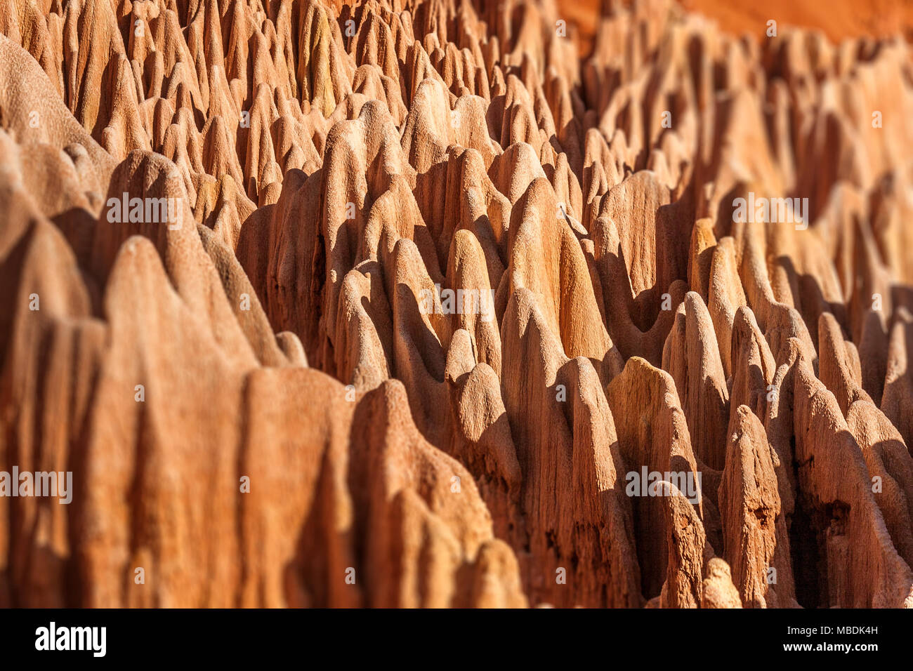 The  Red tsingy of Antsiranana (Diego Suarez), Madagascar. Natural karsts made of sandstone, marl and limestone Stock Photo