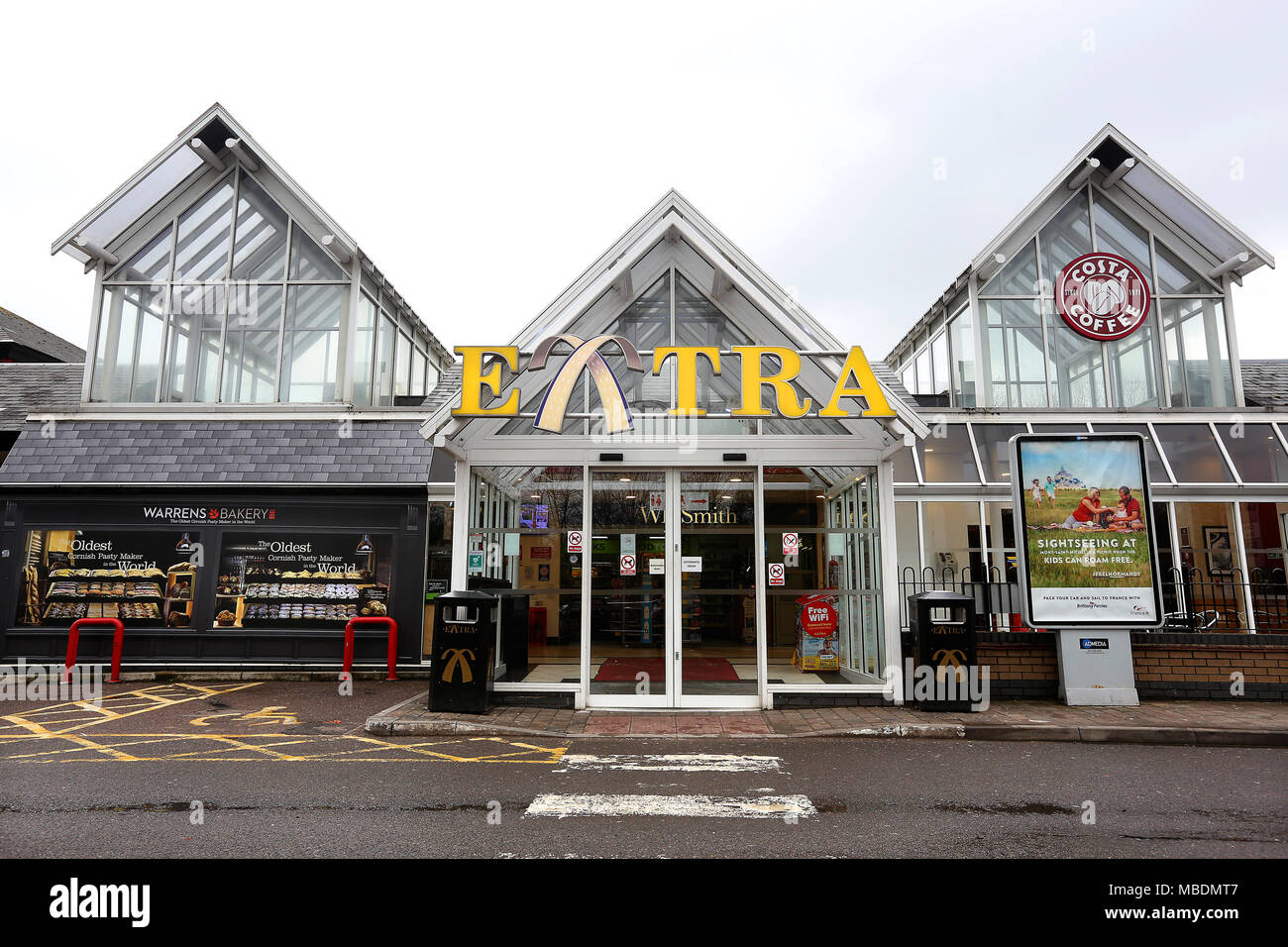 The service station at Junction 28 on the M5 Motorway at Cullompton, Devon which is onsistency voted one of the worse in the UK. Stock Photo