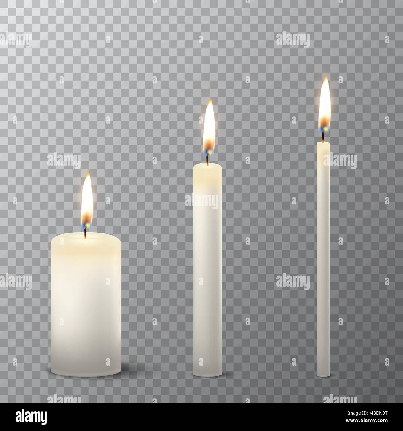 Vector 3d realistic different white paraffin or wax burning party