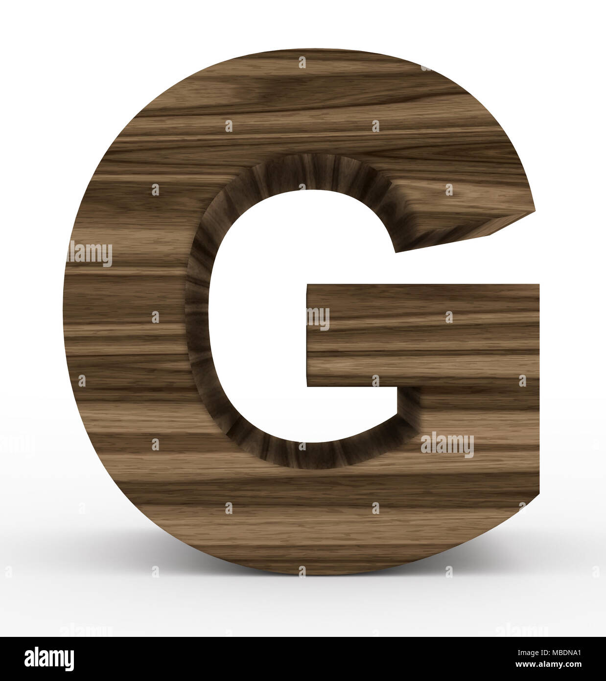 letter G 3d wooden isolated on white - 3d rendering Stock Photo - Alamy