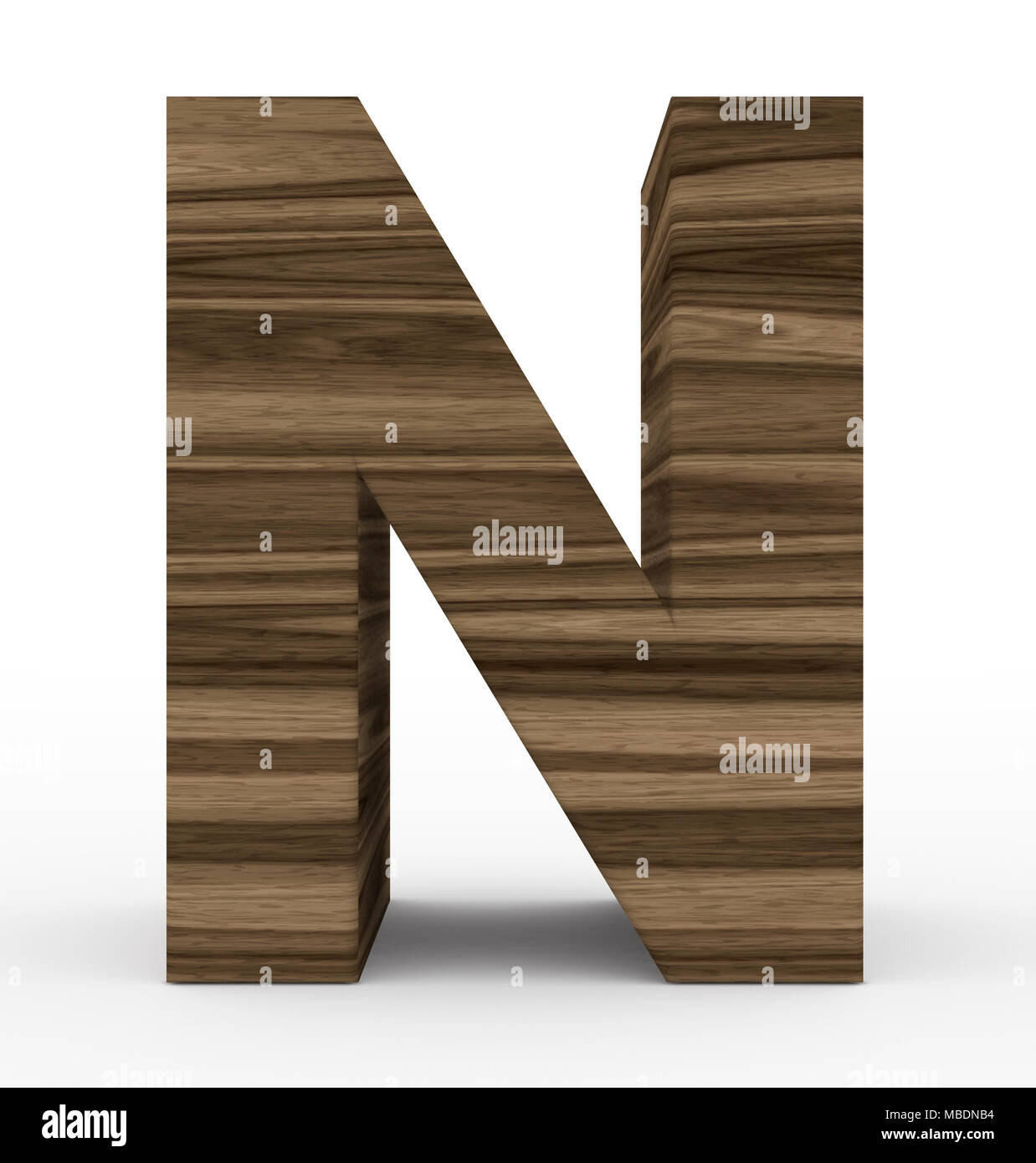 letter N 3d wooden isolated on white - 3d rendering Stock Photo - Alamy