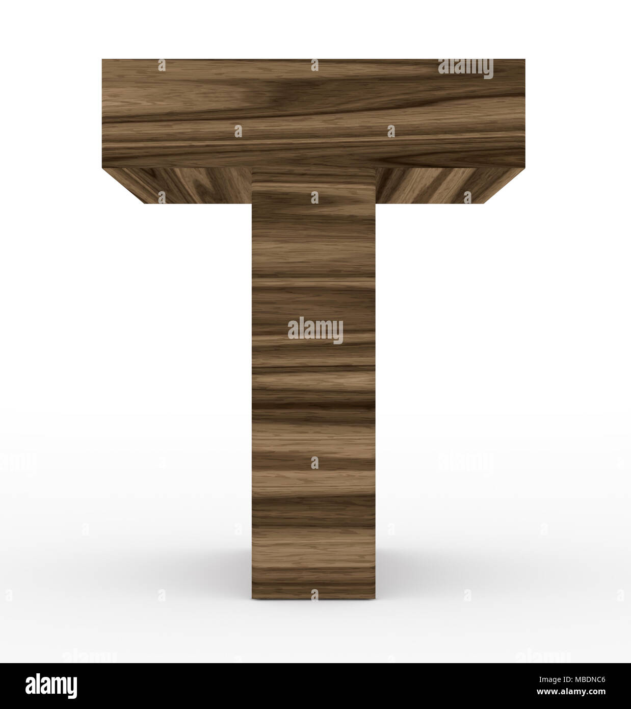 letter T 3d wooden isolated on white - 3d rendering Stock Photo - Alamy