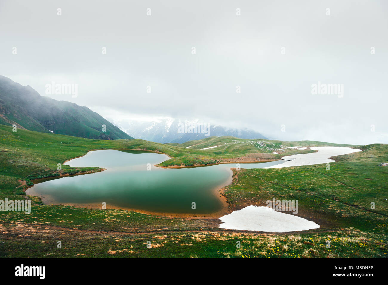 Koruldi lake Caucasus mountains on summer time Stock Photo