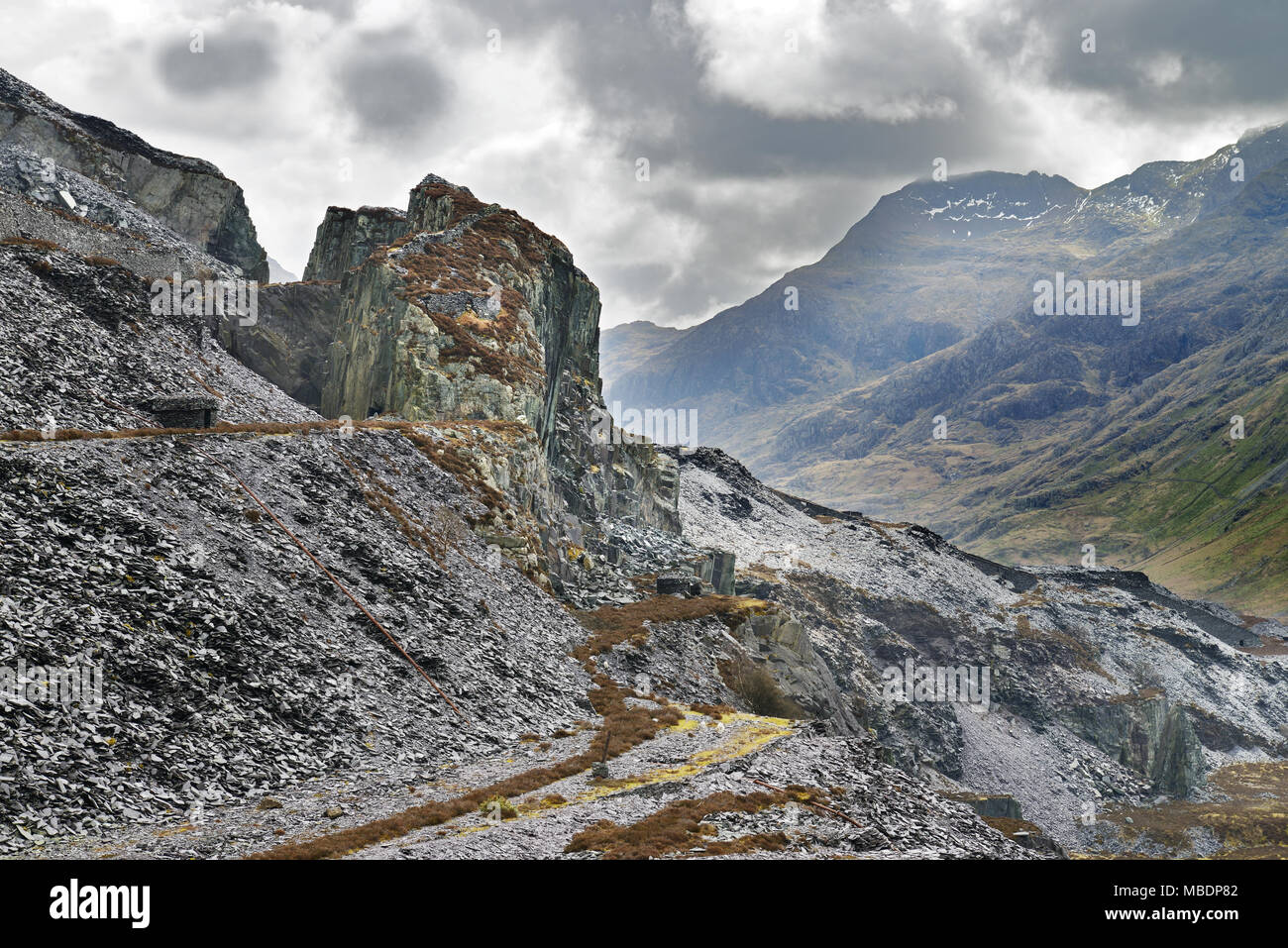 Dinorwic Slate Quarry, located near Llanberis (North Wales), was once the second largest slate quarry in the world. Stock Photo