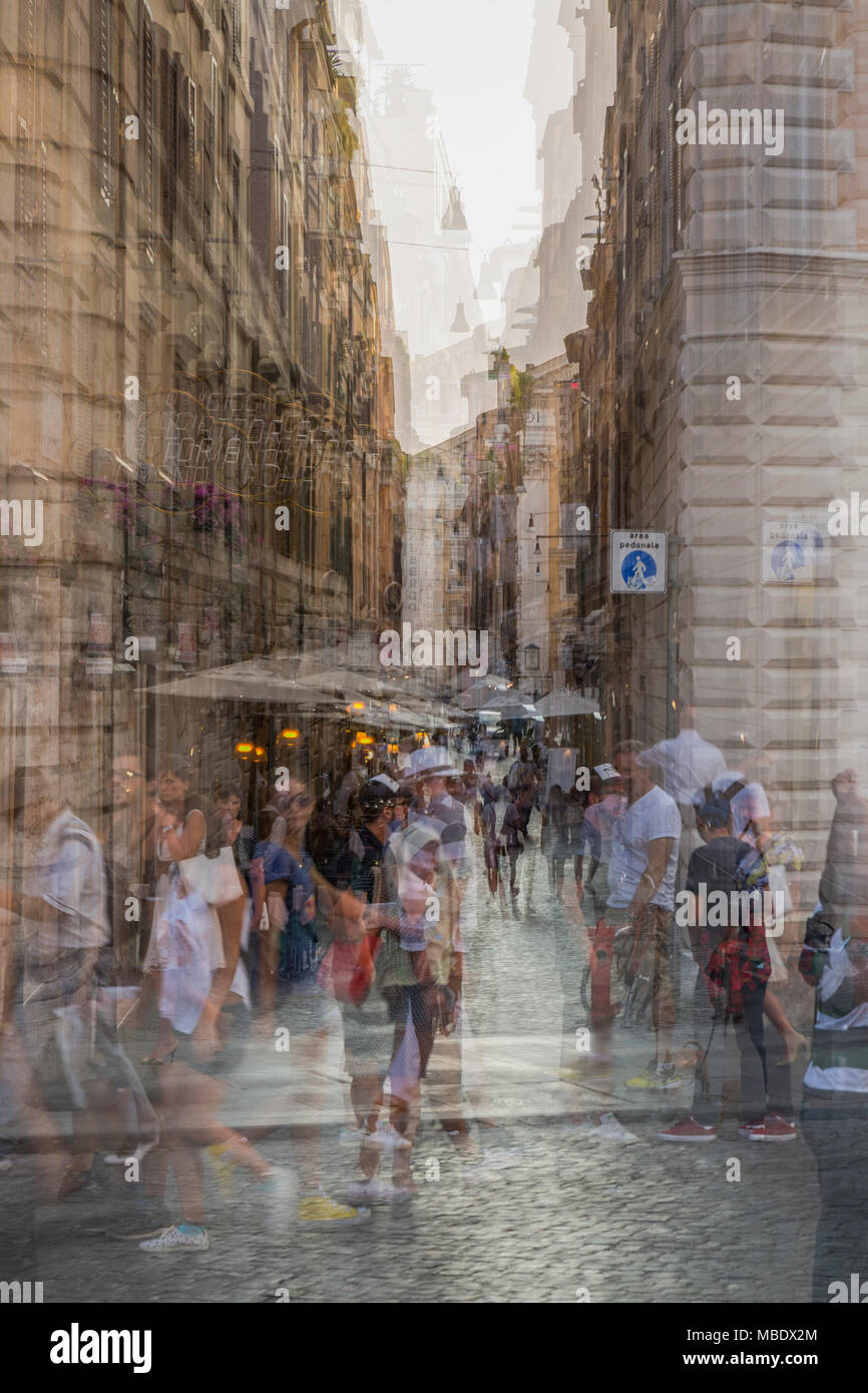 An Abstract Multiple Exposure Photo Of Shoppers And Tourists In A Busy an-abstract-multiple-exposure-photo-of-shoppers-and-tourists-in-a-busy