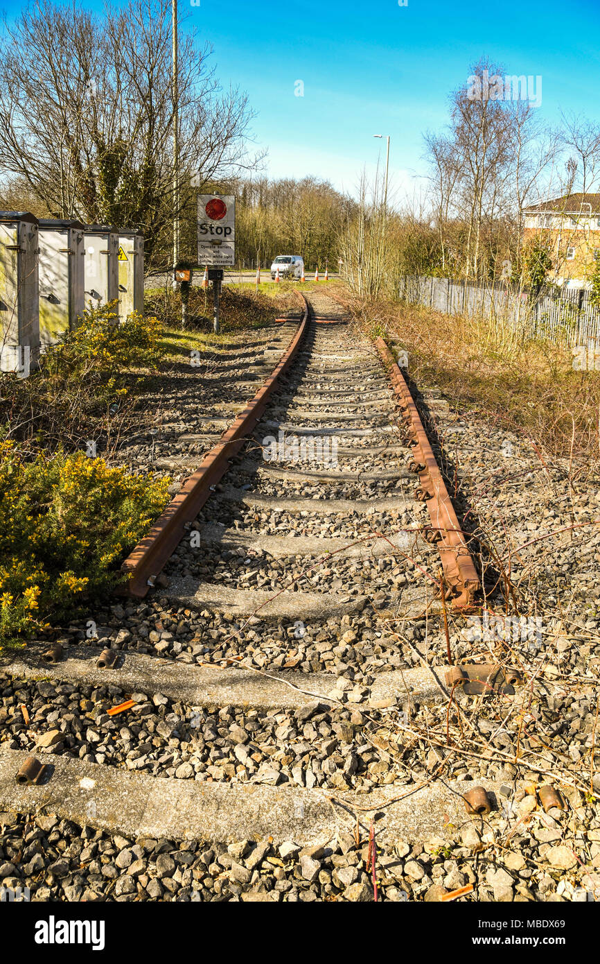 A disused railway line which may be brought back into use as part of the South Wales Metro project Stock Photo