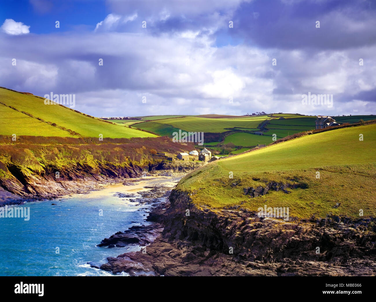 A coastal view of Port Quin, Cornwall, England, UK Stock Photo