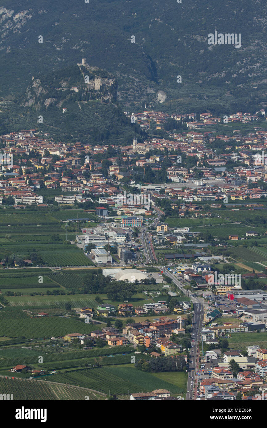 View overlooking Riva Del Garda, from Santa Barbara Church, Italy Stock Photo