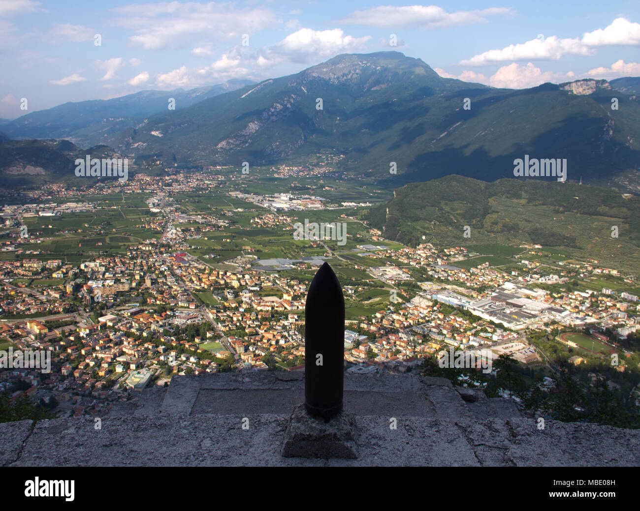 View overlooking Riva Del Garda, from Santa Barbara Church, Italy Stock Photo