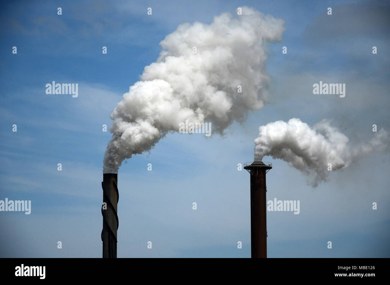 Industrial pollution,emission of toxic chemicals into the atmosphere Stock Photo