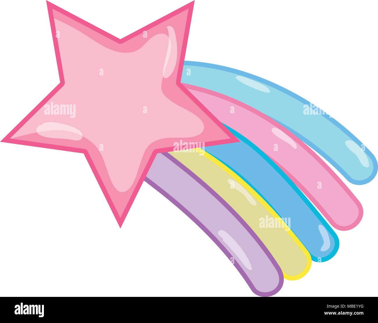 shiny shooting star with rainbow in the sky Stock Vector