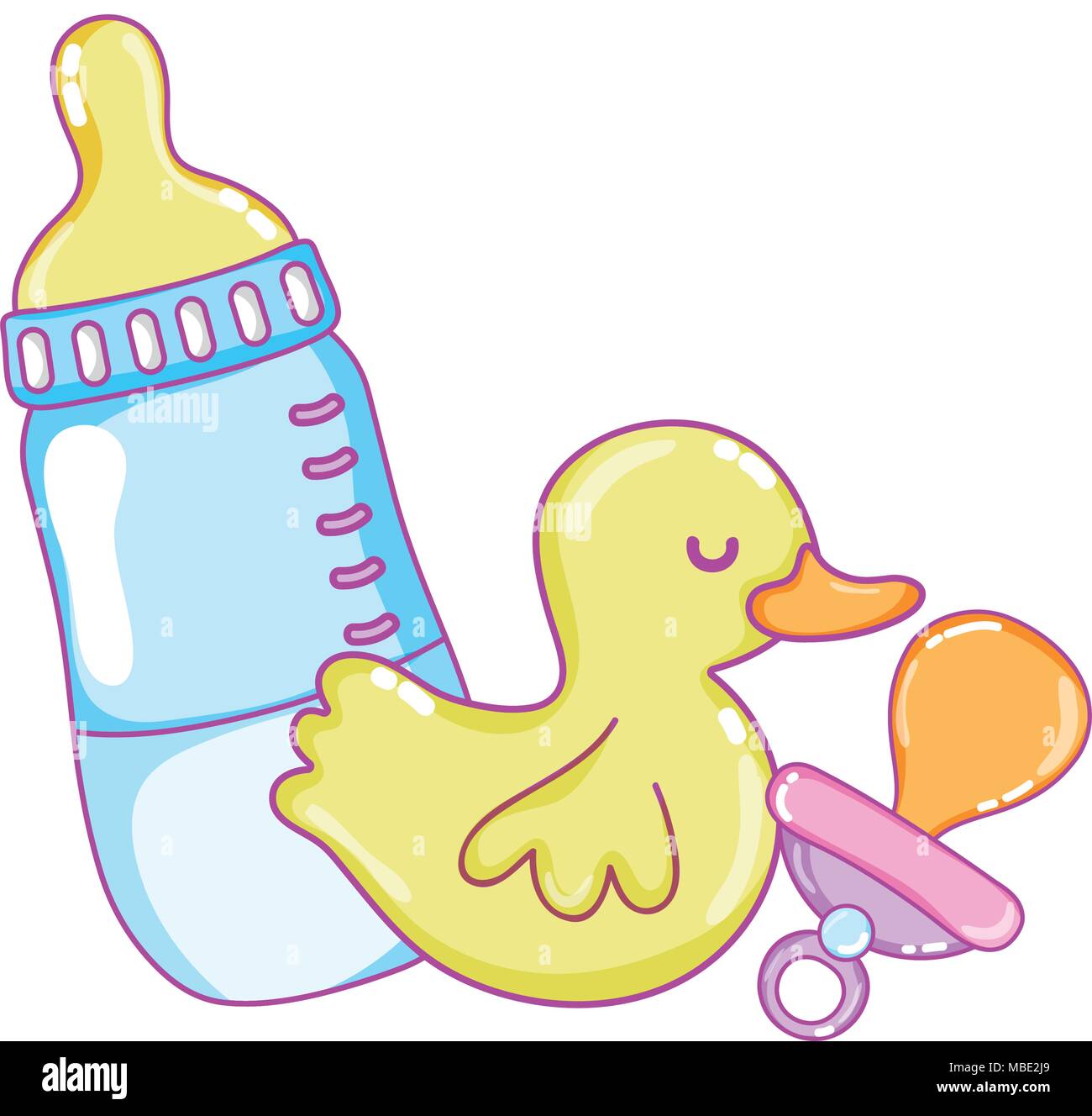 bottle feeding with pacifier and rubber duck Stock Vector Image & Art