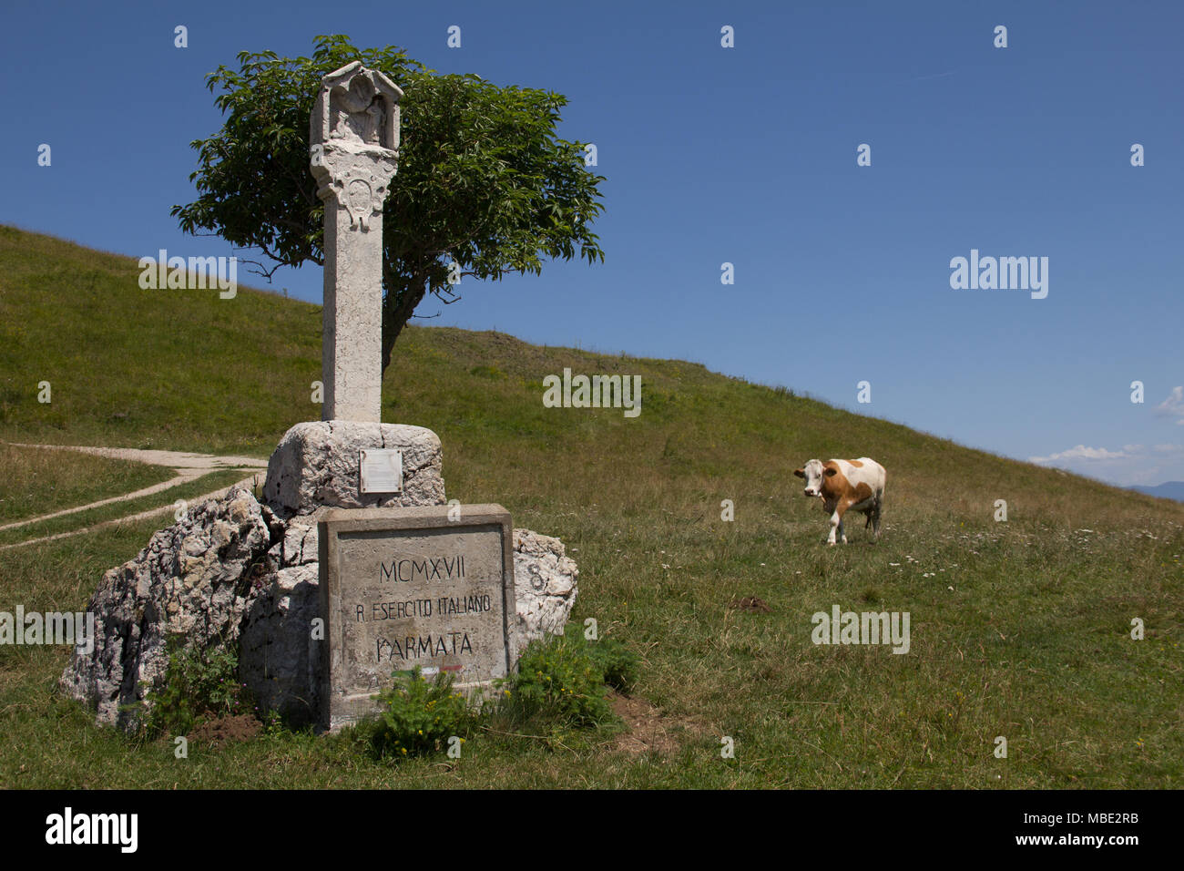 A religious monument made from stone near San Valentino, Italy Stock Photo