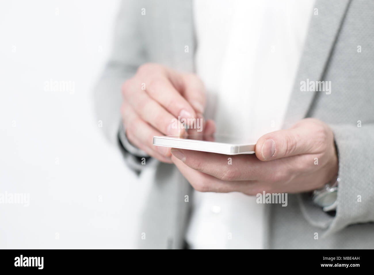 Close up of a man using mobile modern smart phone Stock Photo - Alamy