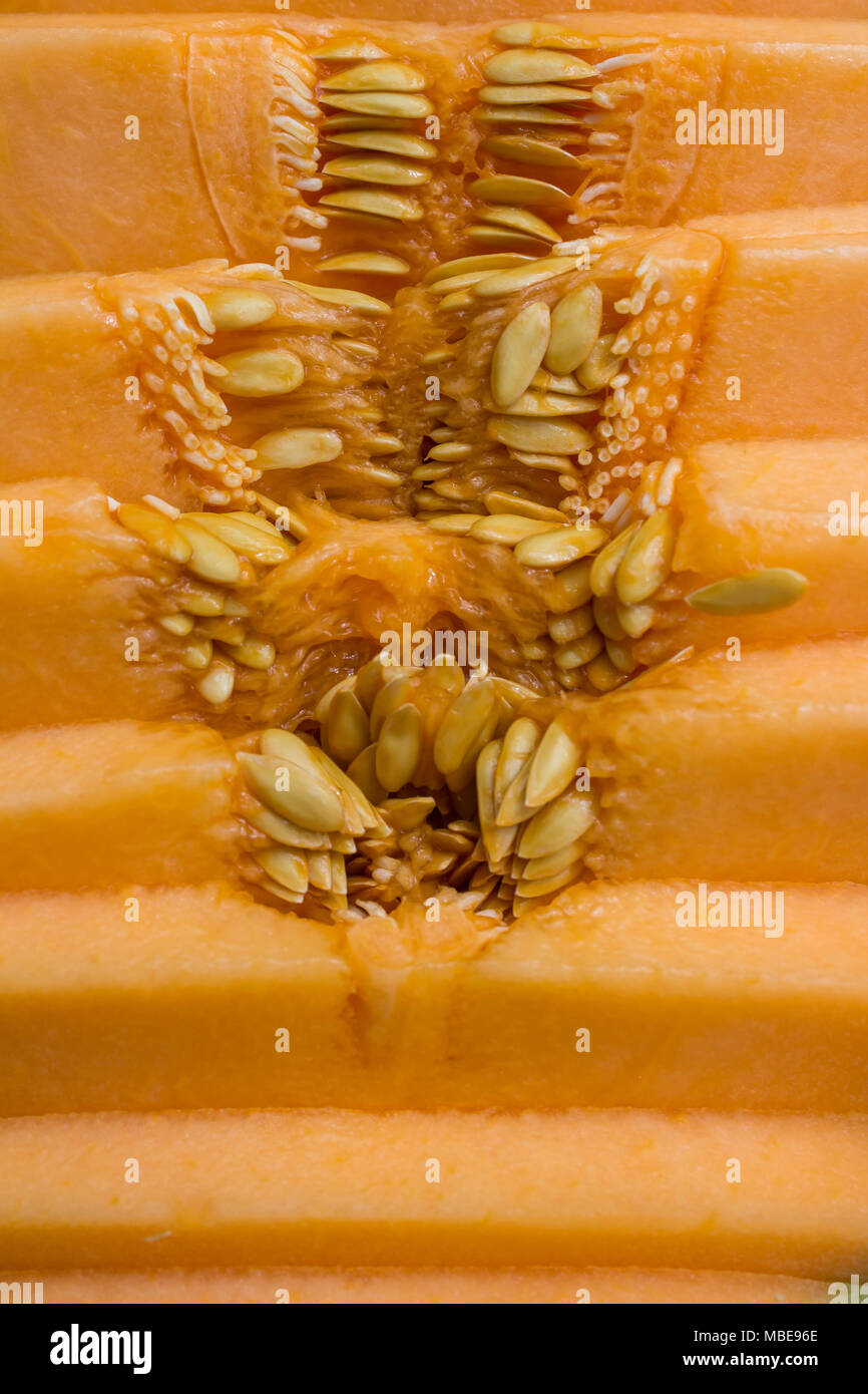 core of the yellow melon with seeds Stock Photo Alamy