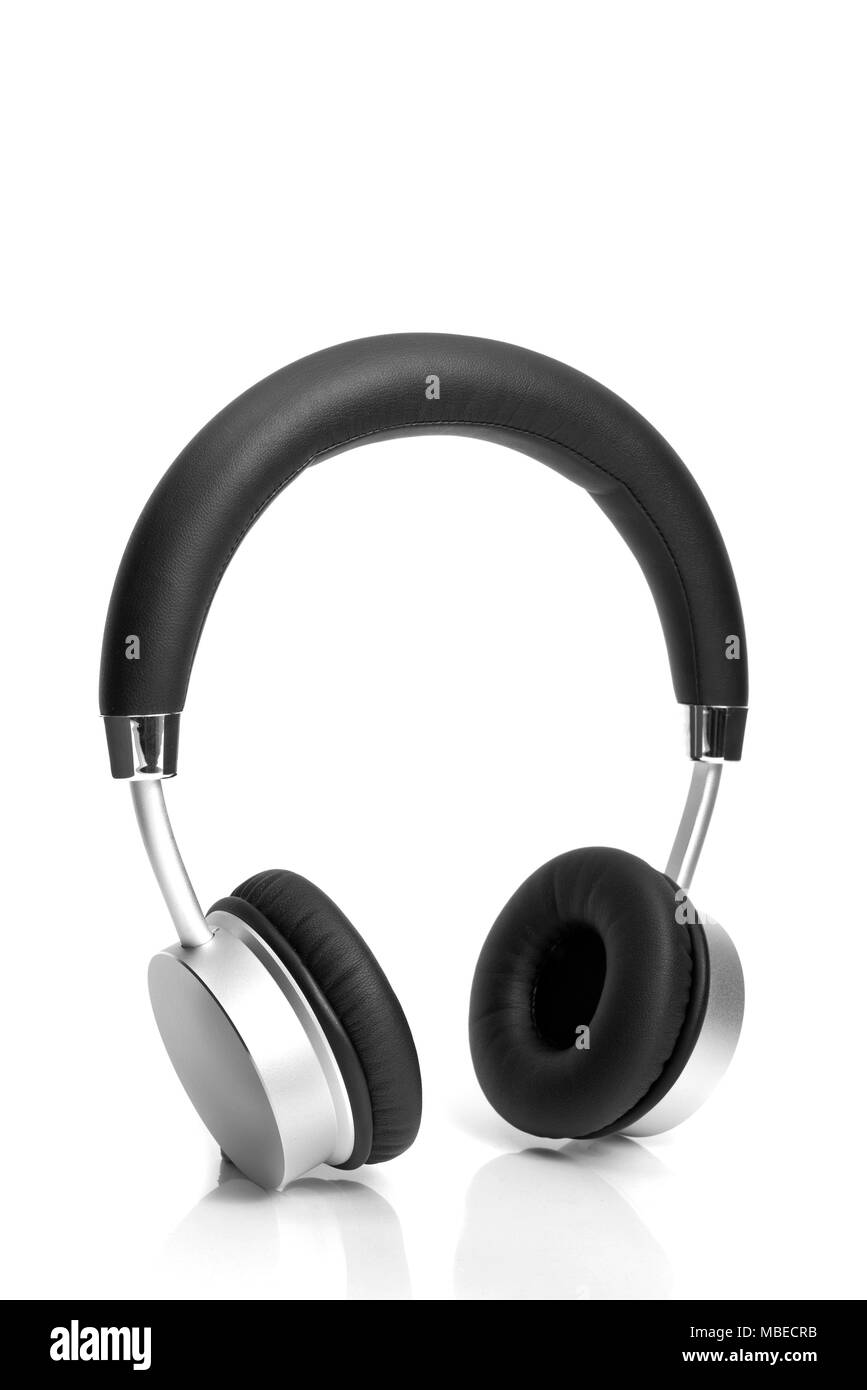 closeup of a pair of wireless headphones on a white background Stock Photo