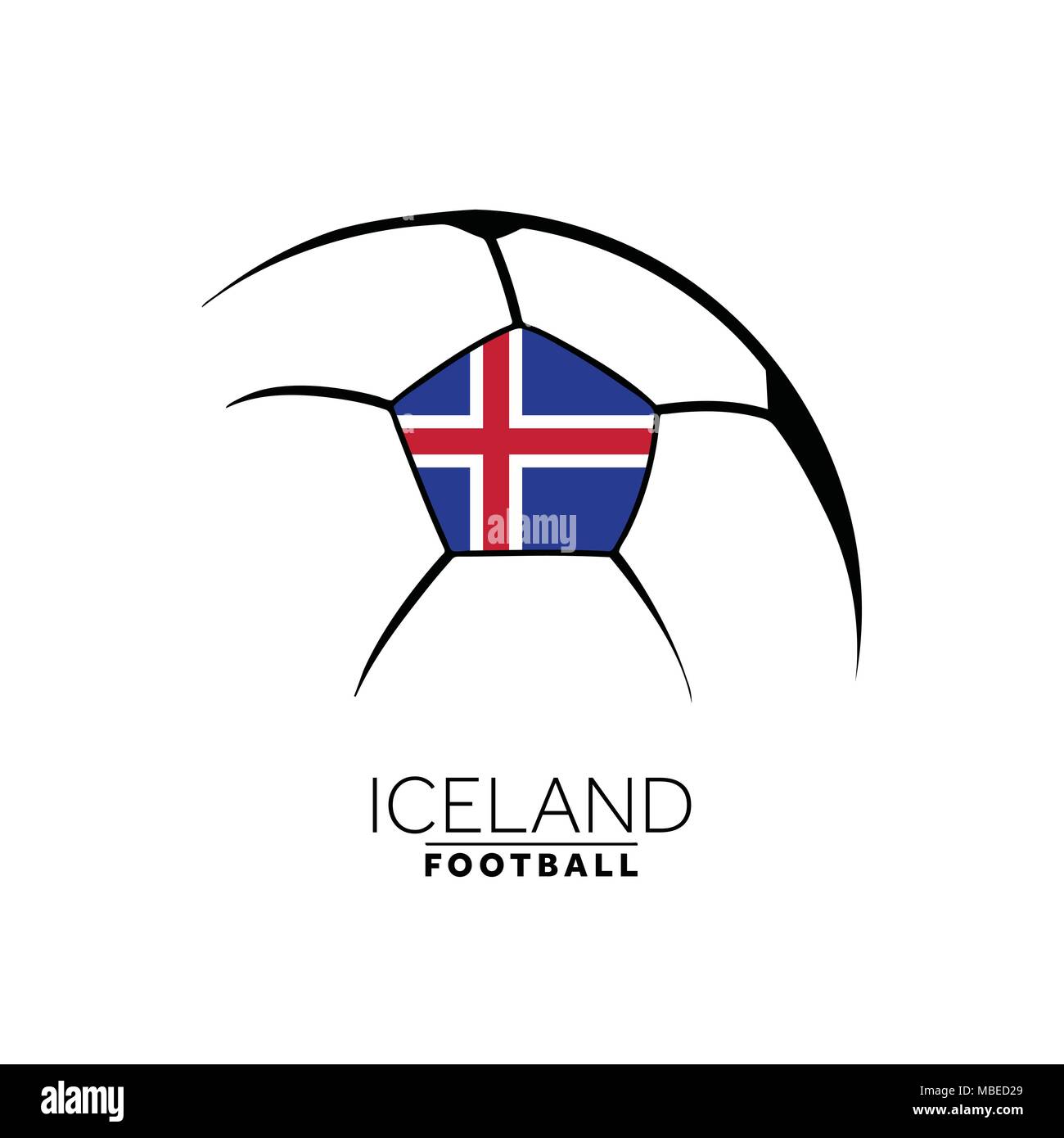 Soccer football minimal design with Iceland flag Stock Vector