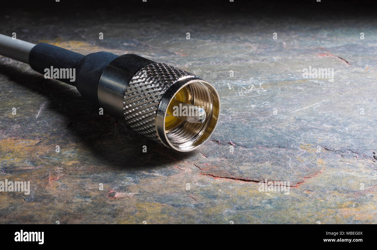 Metal connection for a CB or shortwave radio to the antenna coax Stock