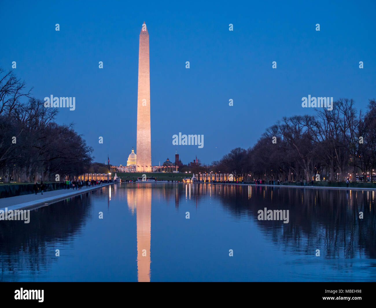 Washington Monument and Capitol Building Stock Photo