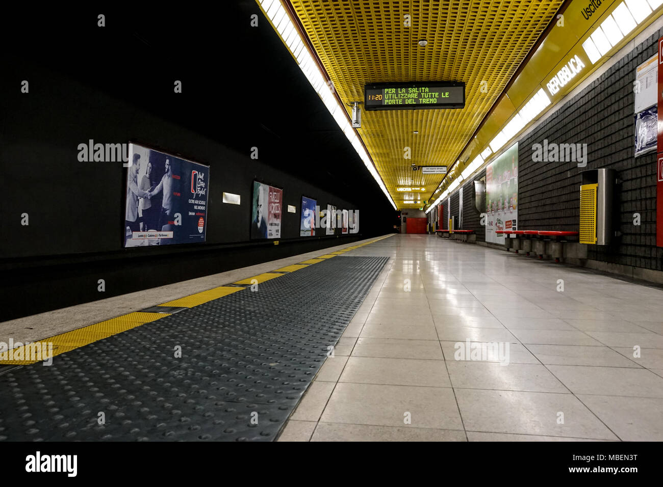 MILAN, ITALY - DECEMBER 28, 2017: Underground metro station platform Porta Romana in Milan. Stock Photo