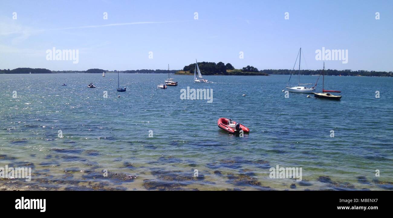 Gulf of Morbihan landscape on Ile aux Moines, Brittany, France Stock Photo