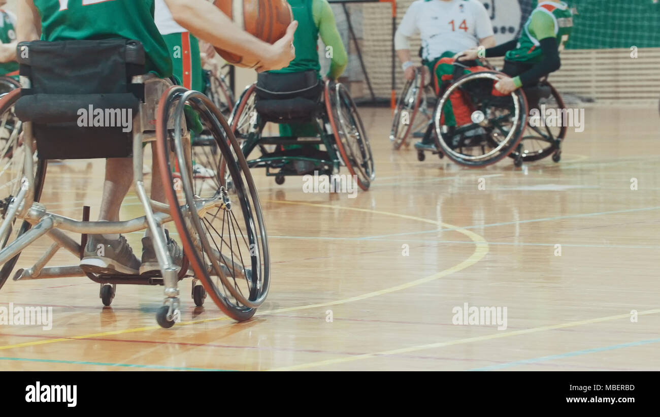 Training of disabled sportsmen playing wheelchair basketball Stock Photo Alamy