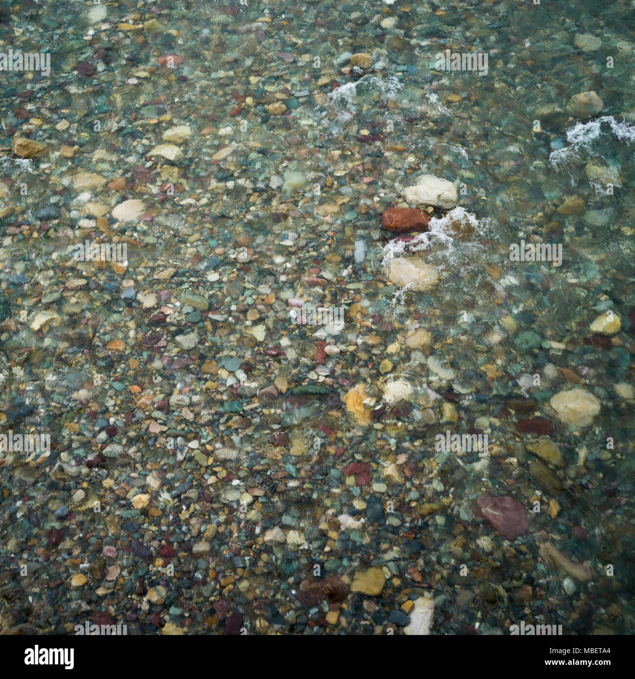 Elevated view of stones in water, Spillimacheen, British Columbia