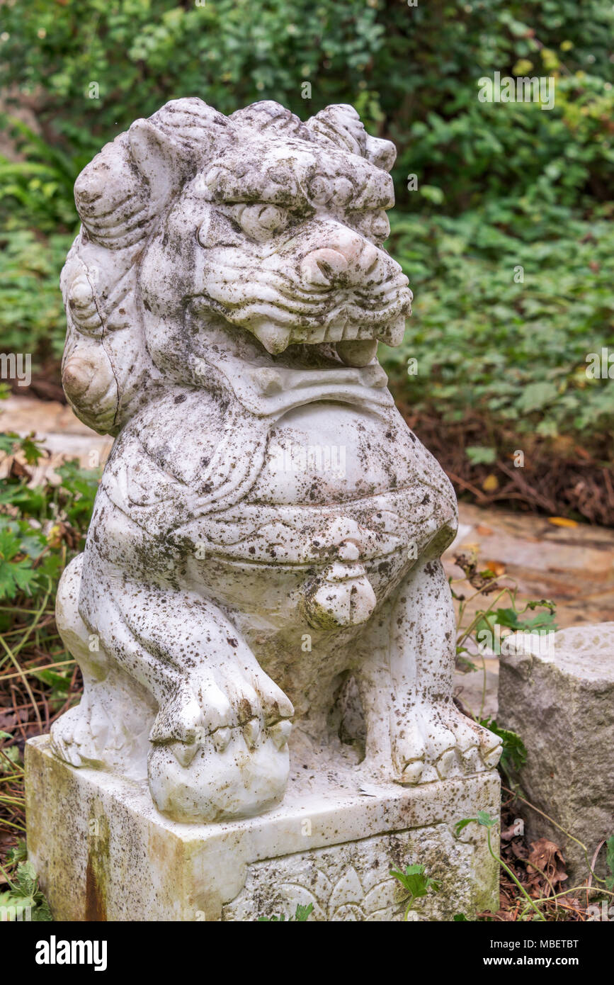 Close up of a traditional chinese lion sculpture Stock Photo
