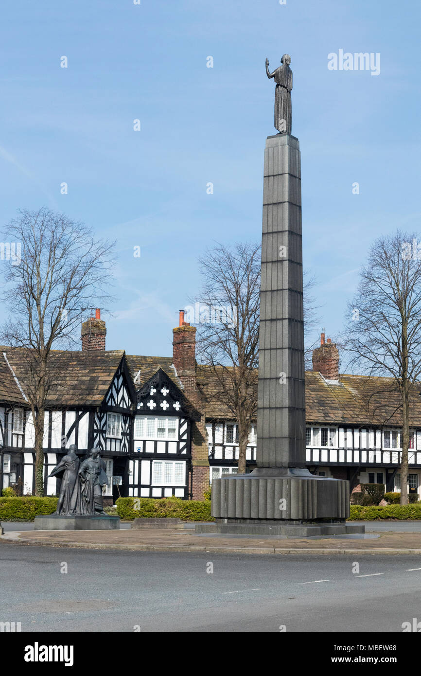 The Leverhulme Memorial, at Port Sunlight, outside the Lady Lever Art Gallery.  It was designed by James Lomax-Simpson. Stock Photo