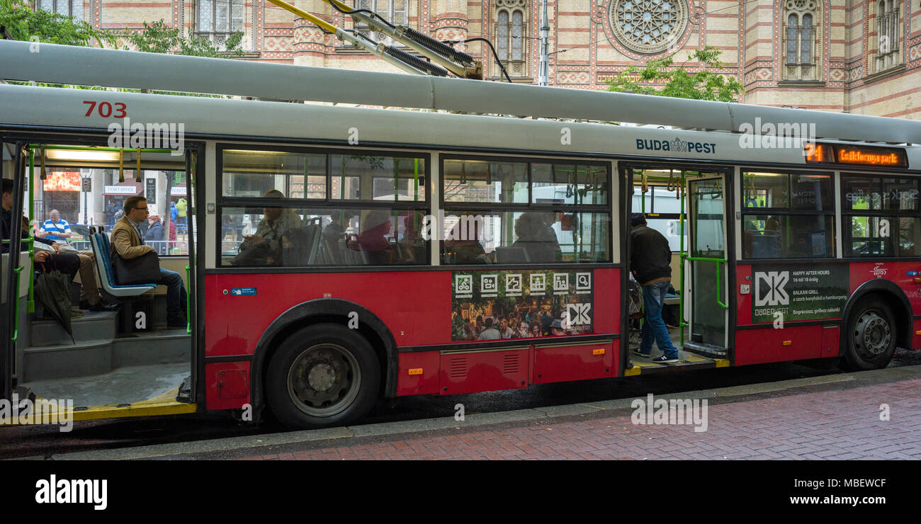 Passengers in a trolley bus, Budapest, Hungary Stock Photo Alamy