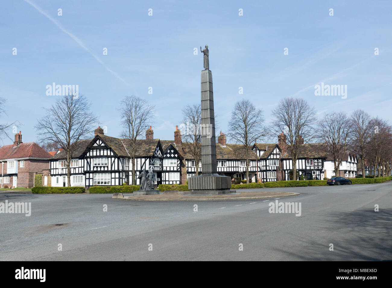 The Leverhulme Memorial, at Port Sunlight, outside the Lady Lever Art Gallery.  It was designer by James Lomax-Simpson. Stock Photo
