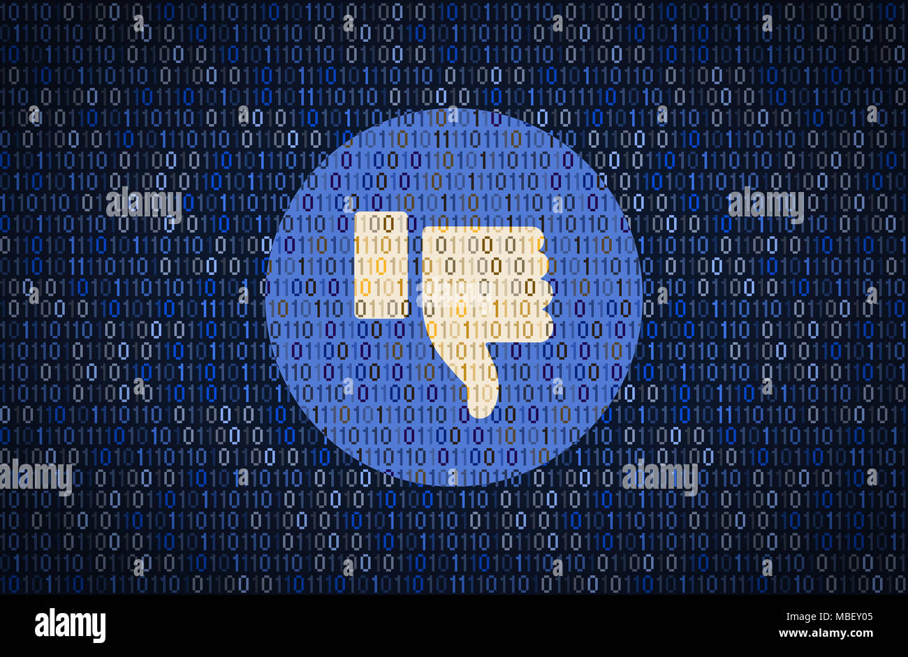GALATI, ROMANIA - 10 APRIL 2018: Facebook thumb down security and privacy issues. Data encription concept Stock Photo
