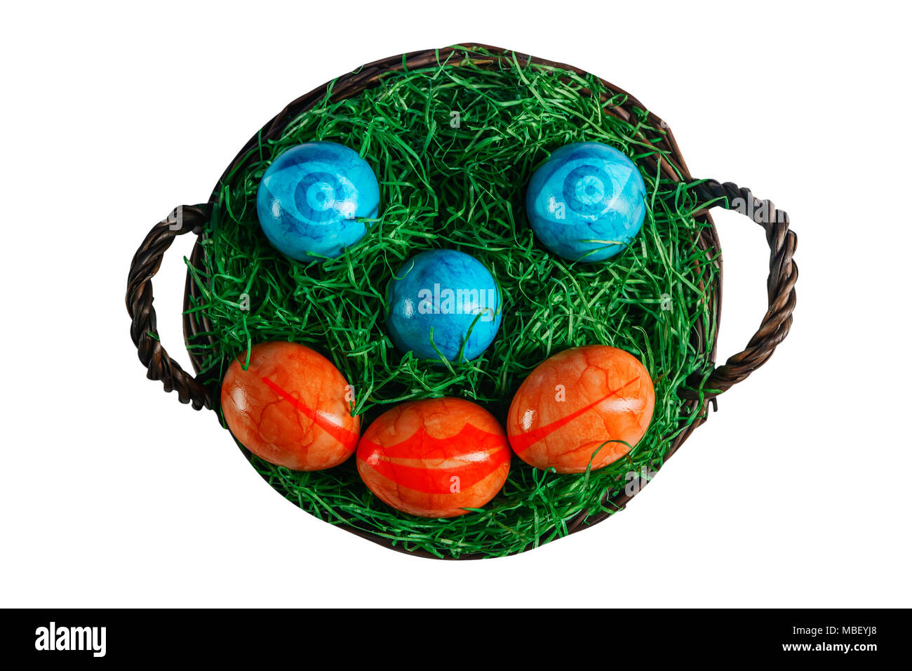 abstract image of a face of a good Easter man from Easter eggs isolated on a white background Stock Photo