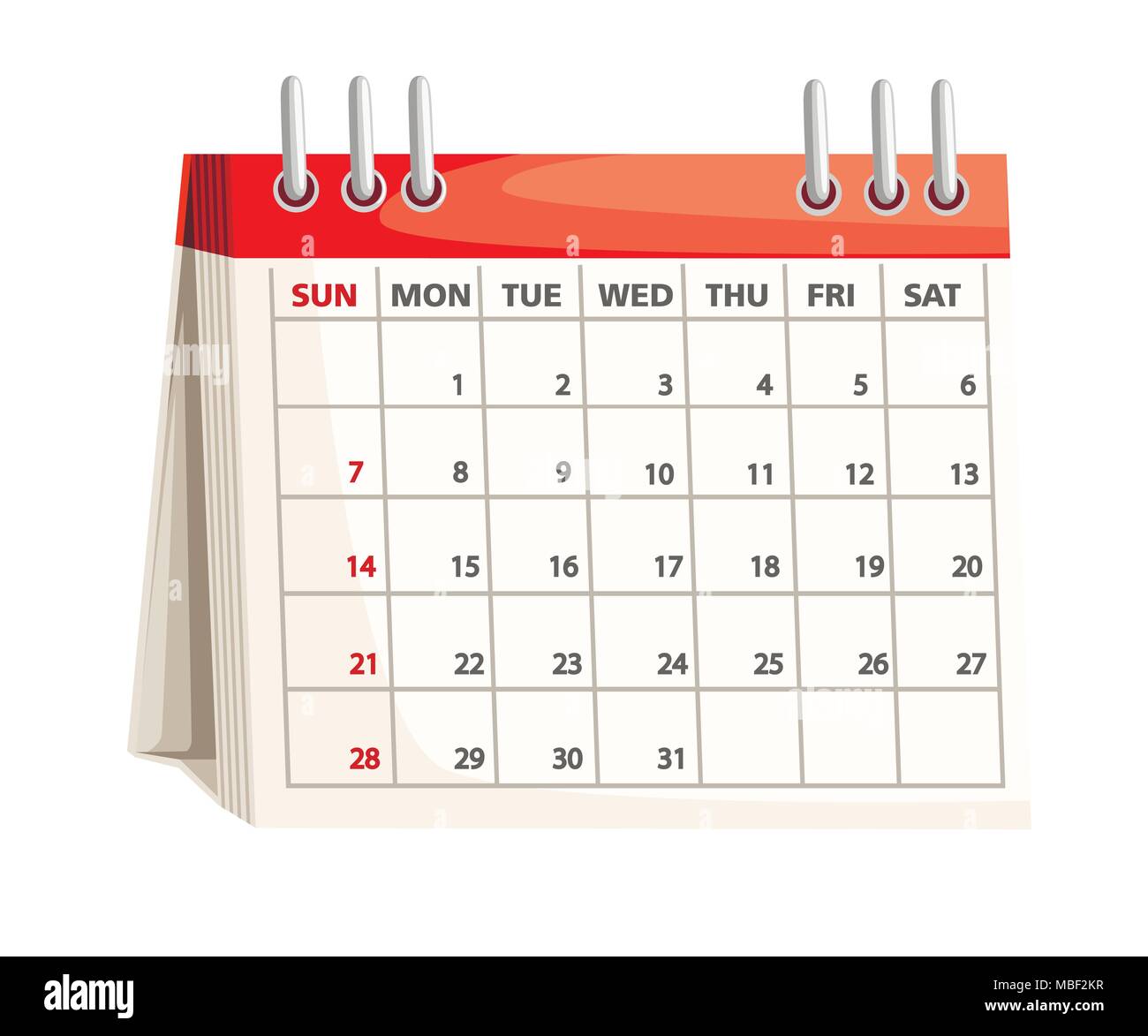 Desc calendar. Cartoon style design. Vector illustration isolated on