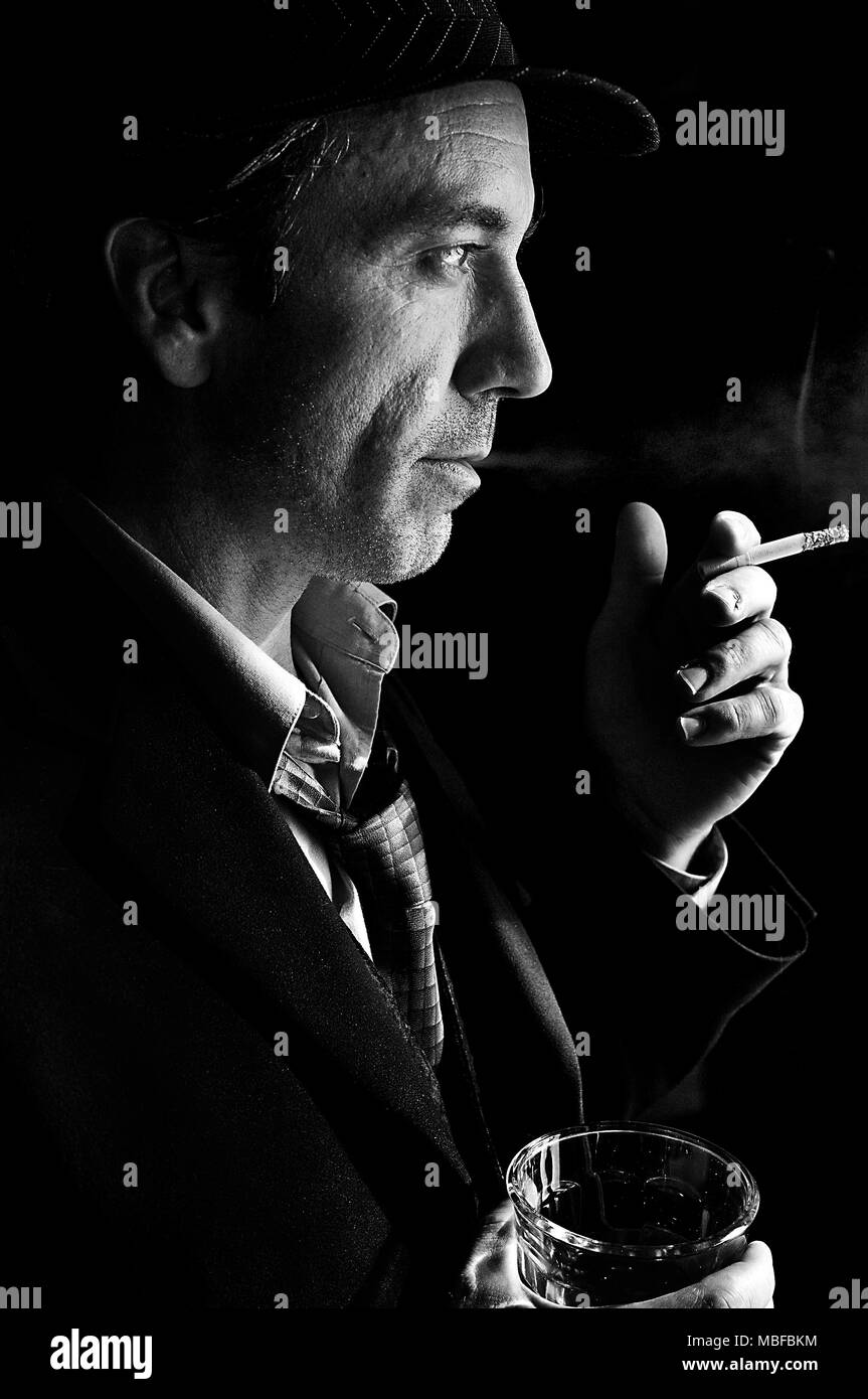 Man having a cigarette Stock Photo