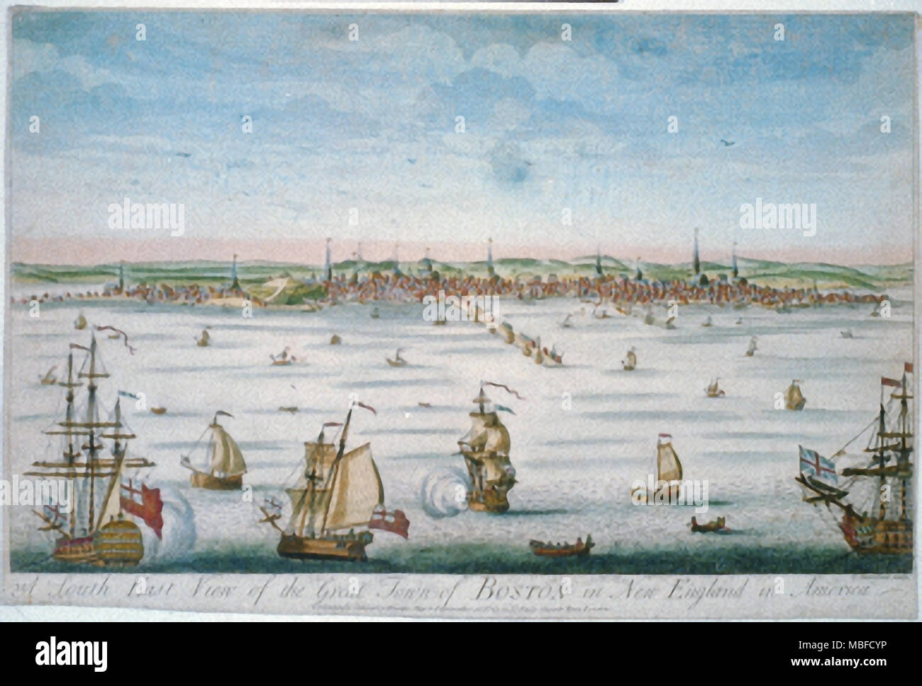 Boston in 1750 Stock Photo - Alamy