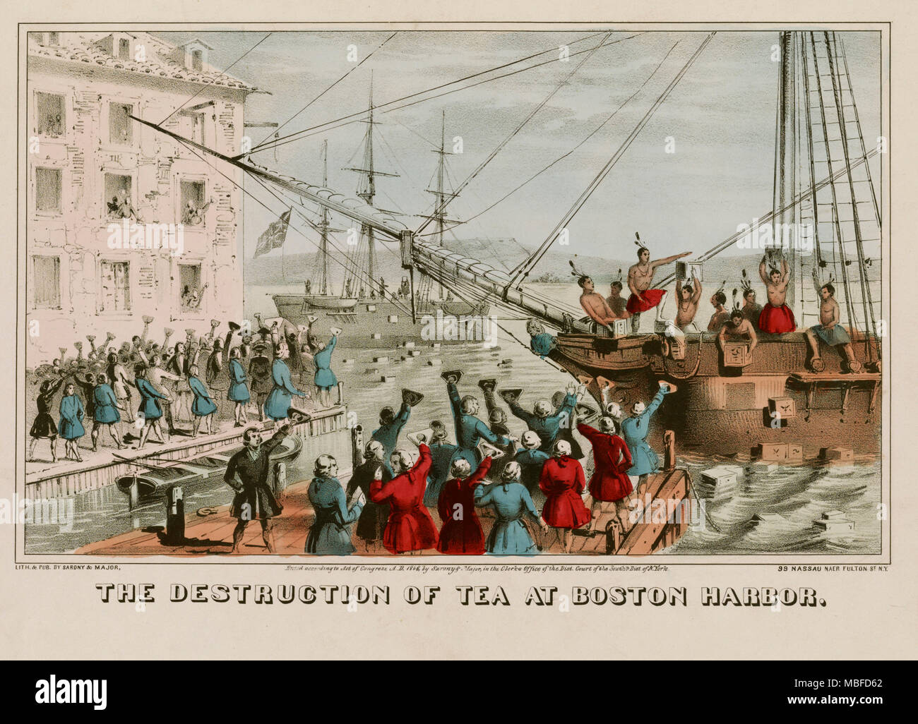 Destruction of Tea in Boston Harbor Stock Photo