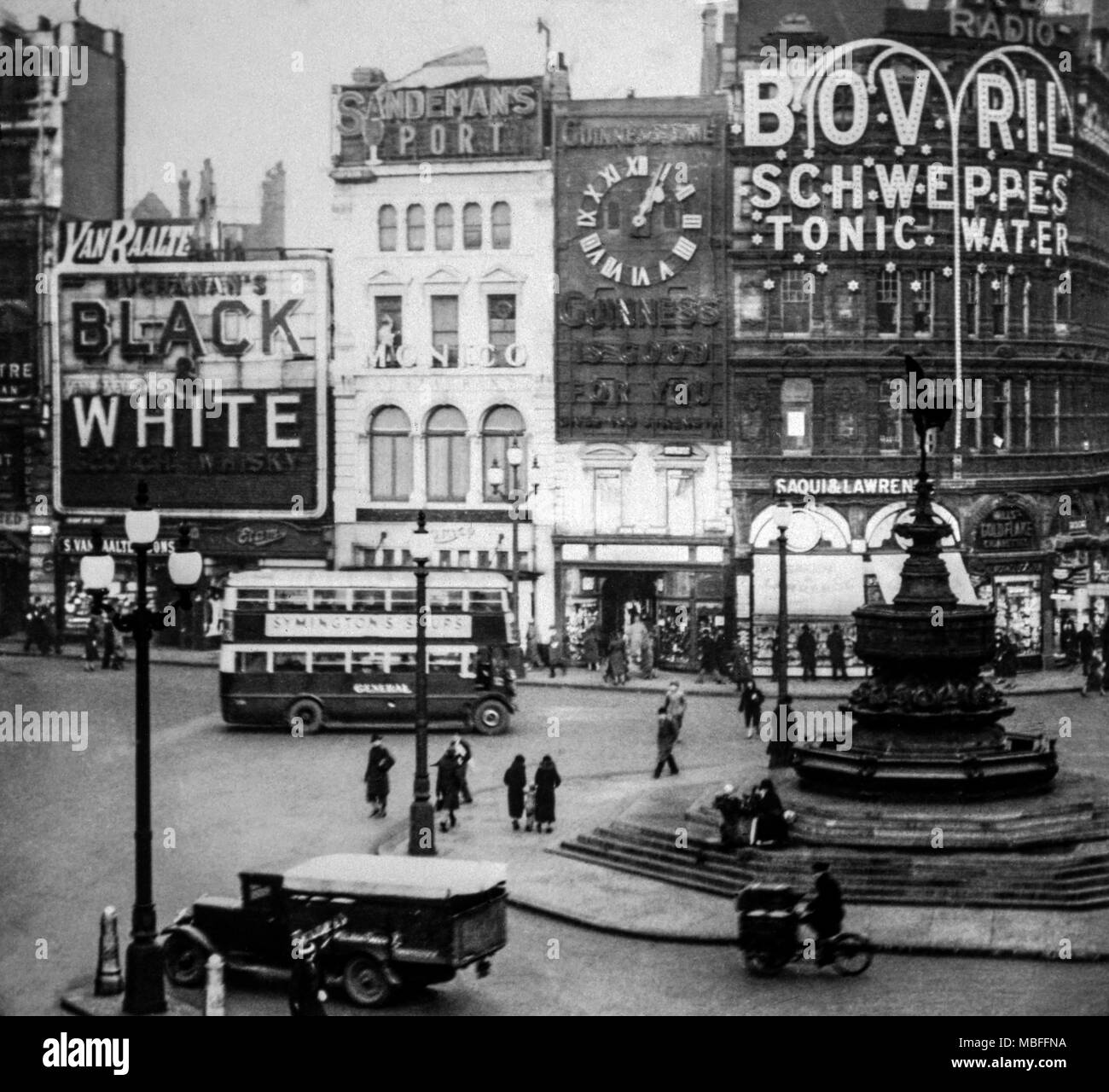 Piccadilly Circus, London in the 1920s Please note that due to the age of the image their might be imperfections showing. Stock Photo