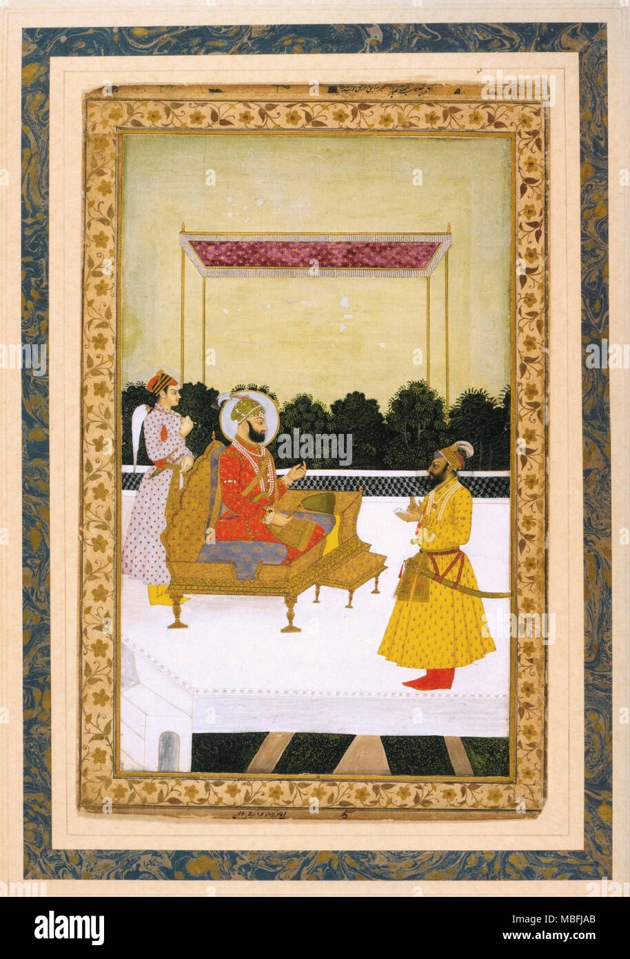 Mughal emperor Farrukhsiyar receiving Husain Ali. Stock Photo