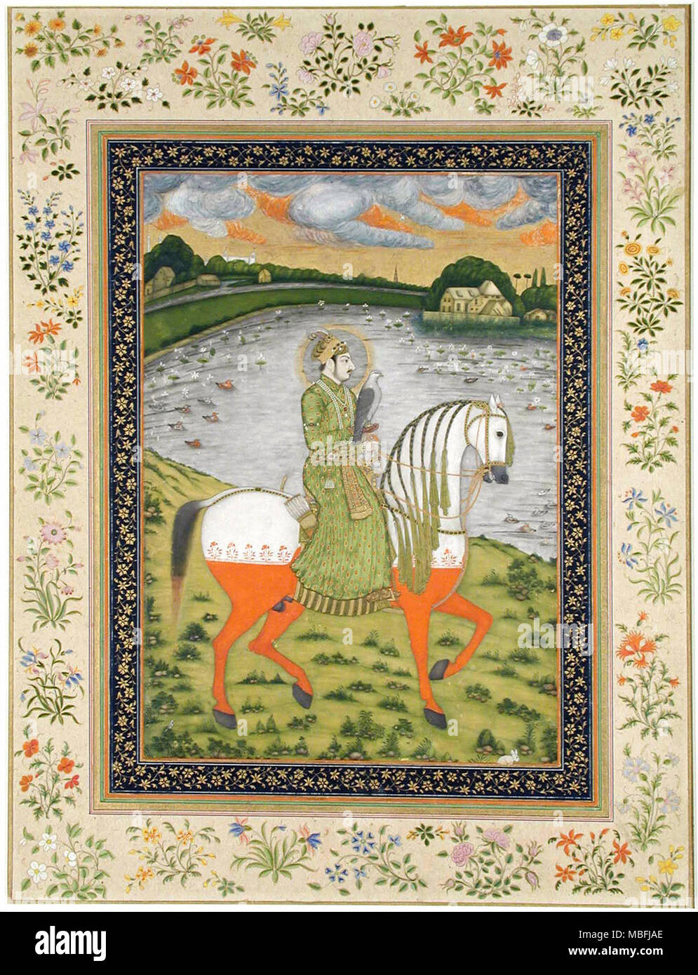 Emperor Ahmad Shah, equestrian, in the hunting field Stock Photo