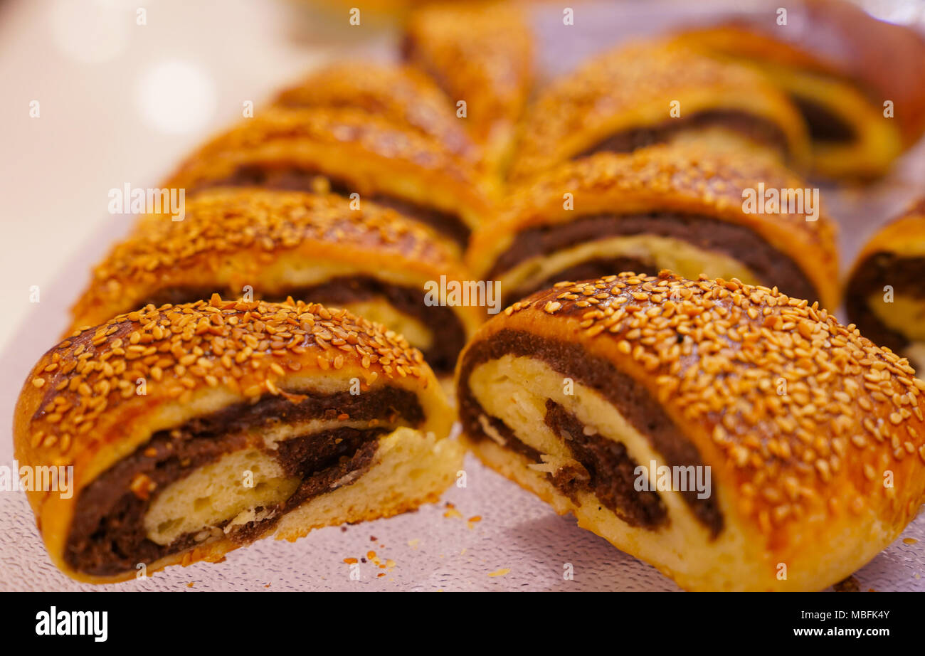Turkish ay coregi (croissant) with chocolate cocoa Stock Photo - Alamy