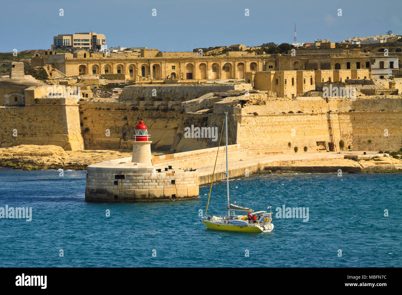 The Grand Harbour also known as the Port of Valletta, is a natural harbour on the island of Malta. Stock Photo
