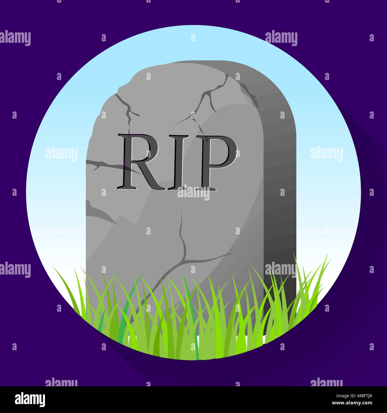 Headstone icon in cartoon style. Funeral ceremony symbol stock vector illustration. Stock Vector