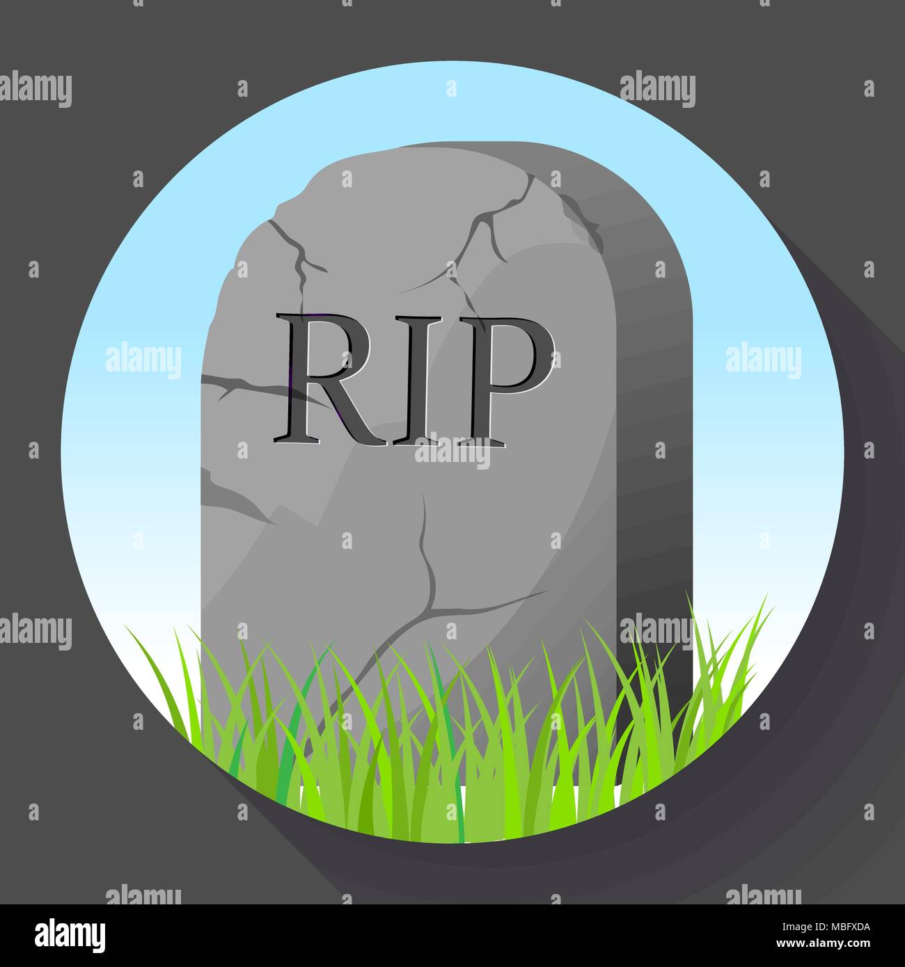 Headstone icon in cartoon style. Funeral ceremony symbol stock vector illustration. Stock Vector